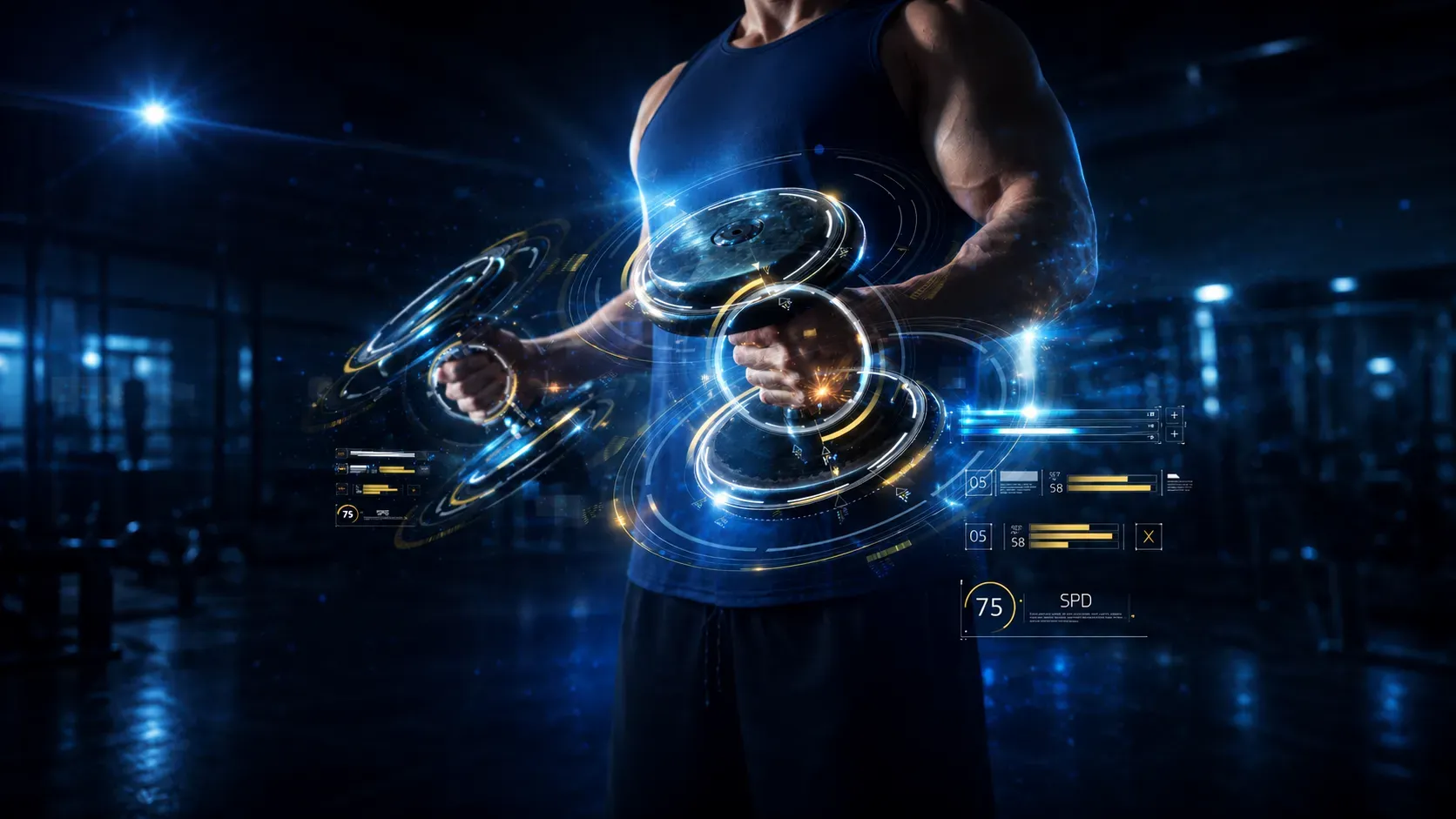Barbell training on the gym floor