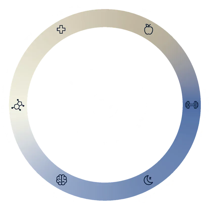 The MI Precision Performance System (MIPPS): six performance domains in an outer ring around an inner core of genetics, environment, and lifestyle.